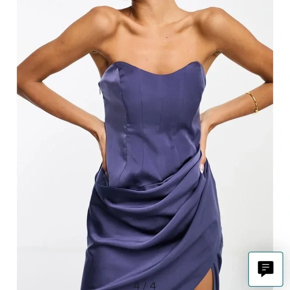 Blue ASOS satin strapless dress from Nordstrom - Picture 2 of 4